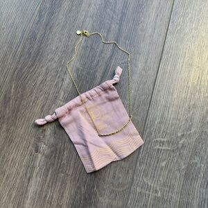 Gorjana Tanner Bar Gold Necklace with Pink Pouch